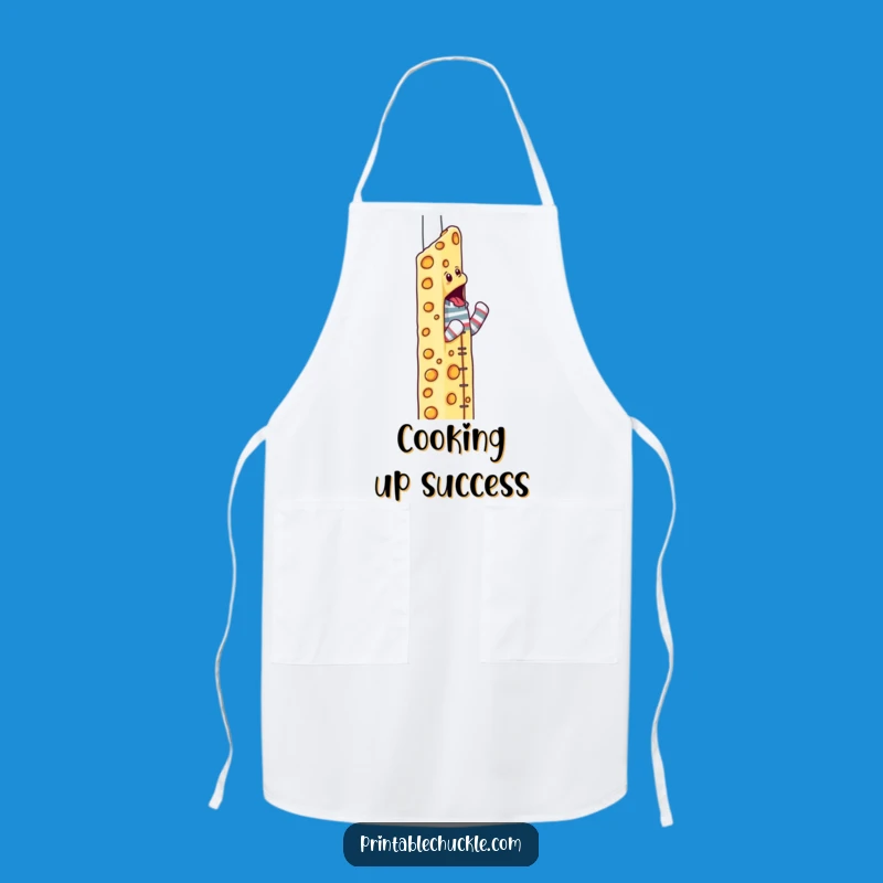 Funny Cheese Skyscraper Sock Puppet Apron: Kitchen Climber Humor, Perfect Funny Gift