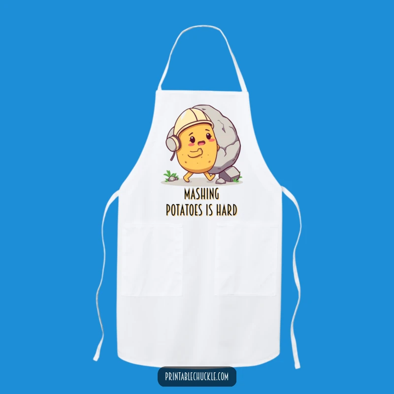 Funny Determined Potato Boulder Push Apron - Kitchen Strength Essential