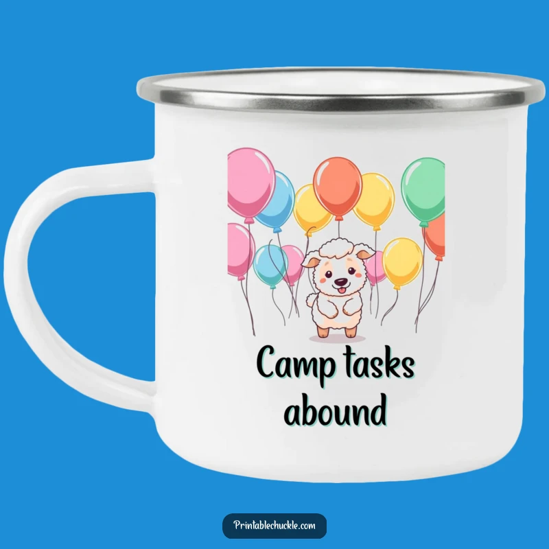 Funny Sheepdog Balloon Camping Mug: Rugged Herding Cup, Perfect Funny Gift