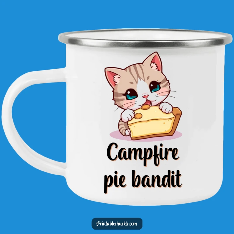 Funny Mischievous Cat Camping Mug, Outdoor Pie Thief Funny Gift Cup