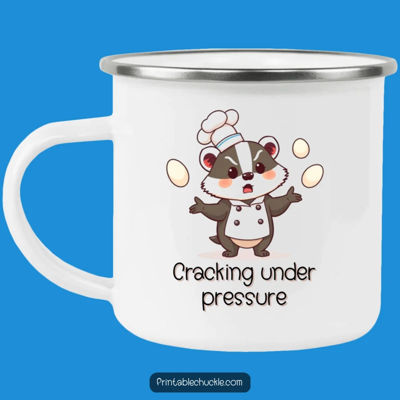 Funny Badger Chef Camping Mug, Outdoor Cook Funny Gift Cup
