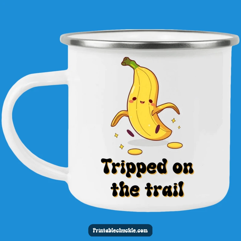 Funny Banana Peel Pratfall Camping Mug: Outdoor Laughs, Durable Slipping Cartoon Mug