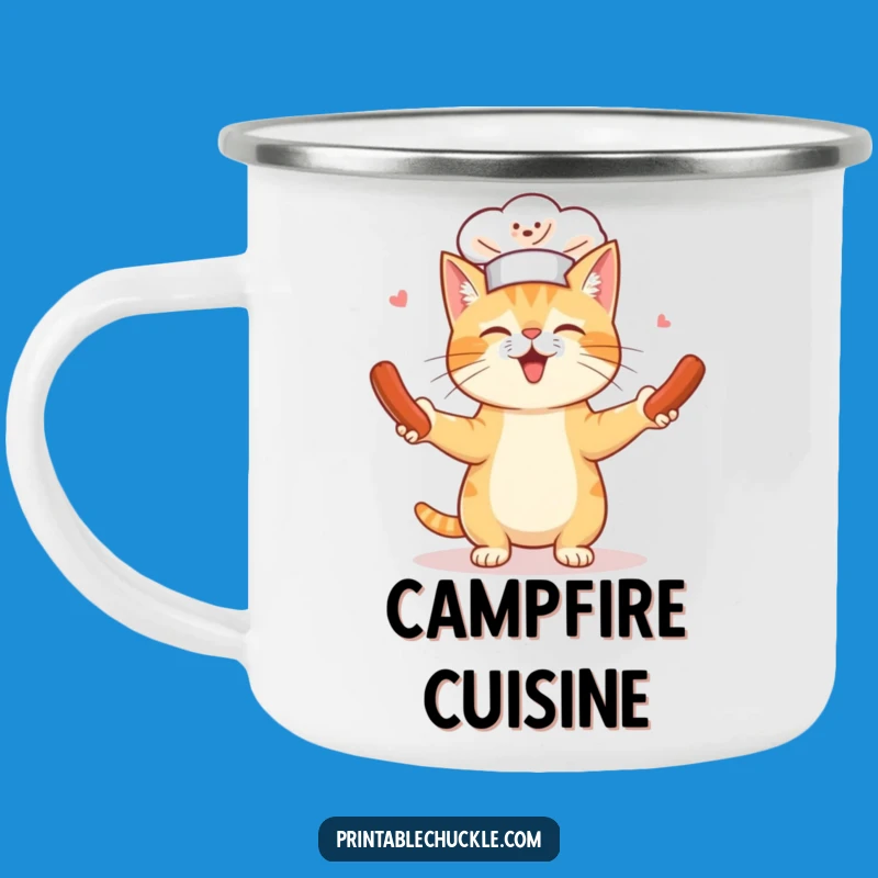Funny Chef Cat Camping Mug: Enjoy Camp Kitchen Laughs, Perfect Outdoor Funny Gift