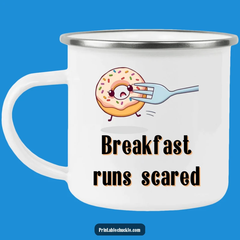 Funny Donut Fork Chase Camp Mug - Hilarious Outdoor Treat