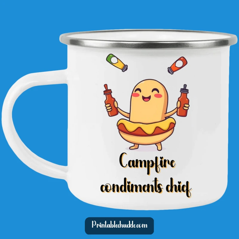 Funny Hot Dog Juggling Camp Mug - Hilarious Outdoor Feast