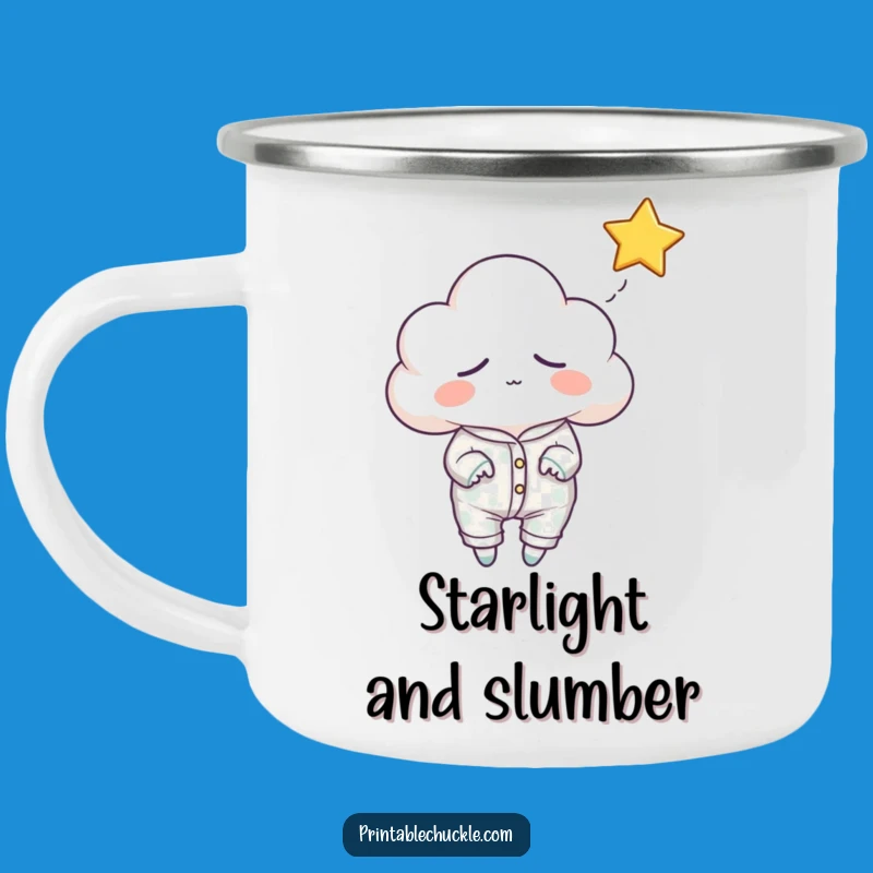 Funny Sleepy Cloud Camping Mug: Sip Dreams with Hilarious Outdoor Charm