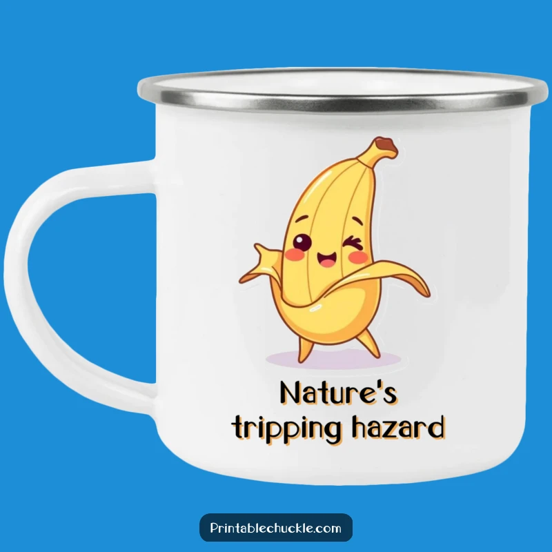 Funny Banana Slip Smile Camping Mug: Adventure with Cheer