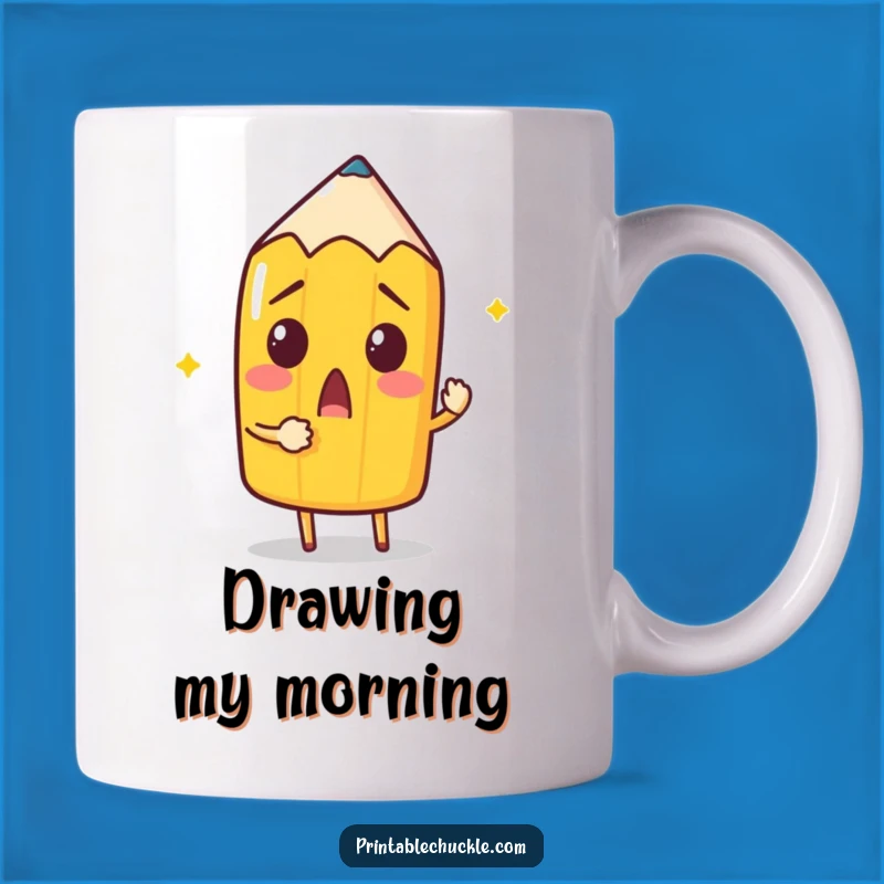 Funny Pencil Drawing Mug: Surprised Artist, Meta Humor, Perfect Funny Gift