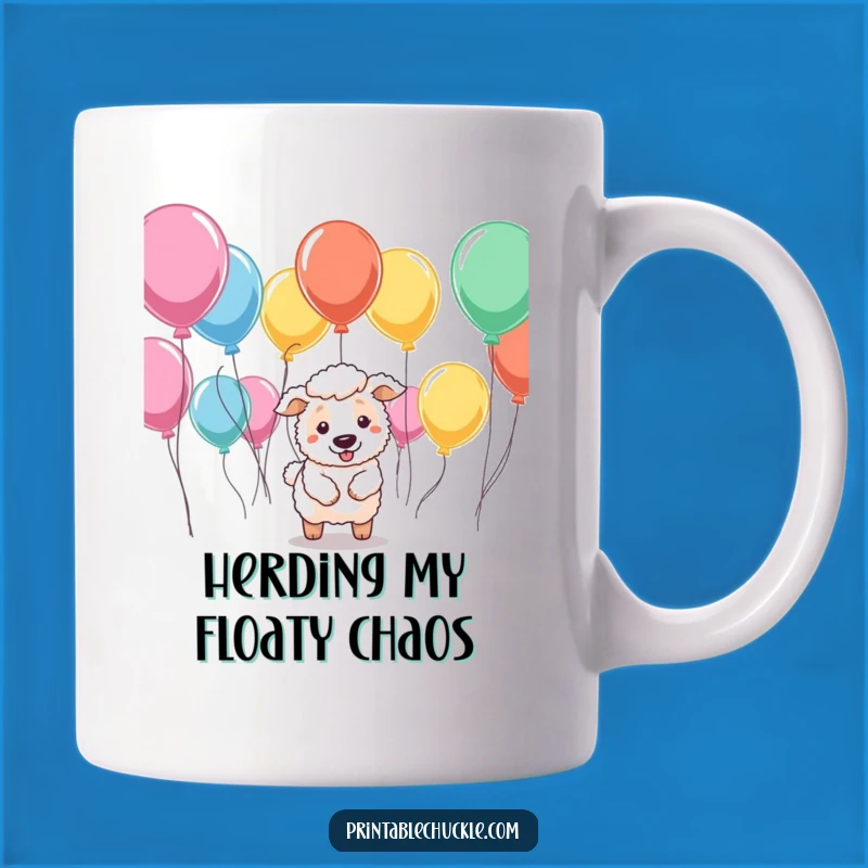 Funny Sheepdog Balloon Mug: Chaotic Herding Design, Perfect Funny Gift for Dog Lovers