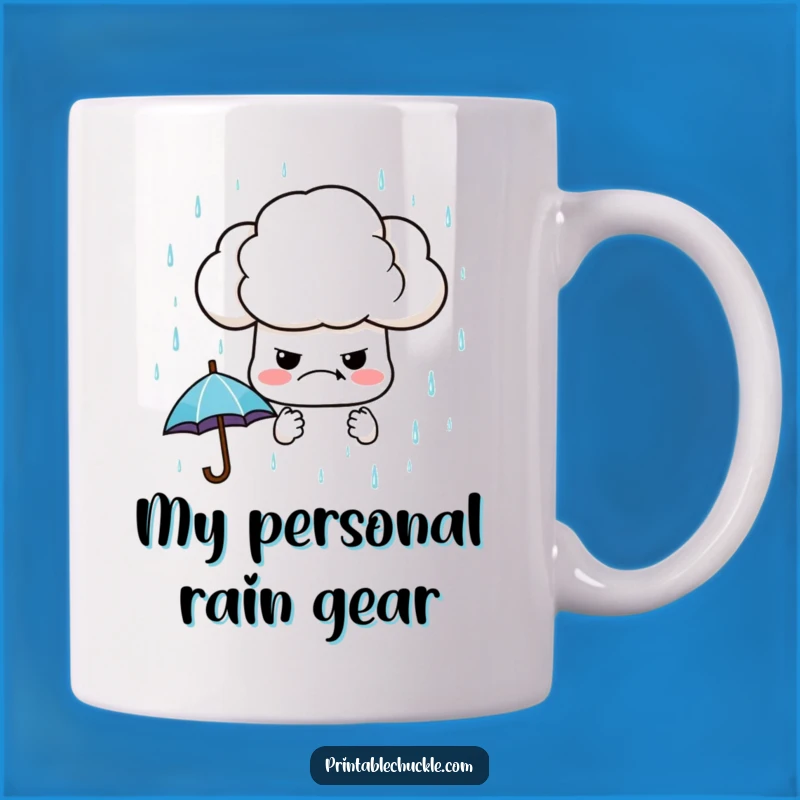 Funny Grumpy Cloud Mug: Miniature Umbrellas for Gloomy Days, Perfect Funny Gift