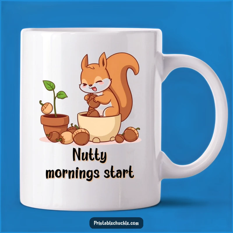 Funny Frantic Squirrel Potted Plant Mug - Nutty Acorn Humor, Perfect Funny Gift