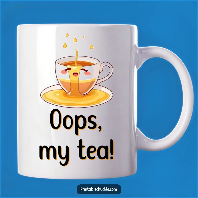 Funny Teacup Spill Mug: Bewildered Brew, Perfect Gift