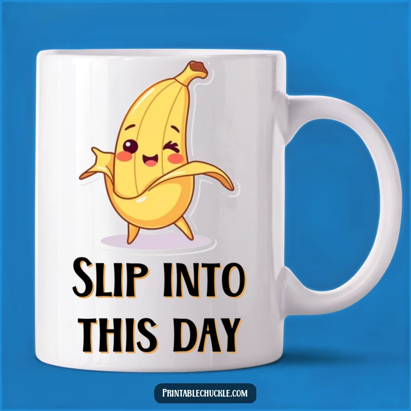Funny Banana Slip Smile Mug: Hilarious Tripping Character Gift