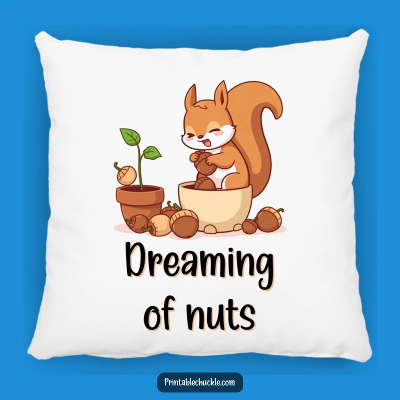 Funny Frantic Squirrel Potted Plant Pillow - Cozy Nutty Cushion, Perfect Funny Gift