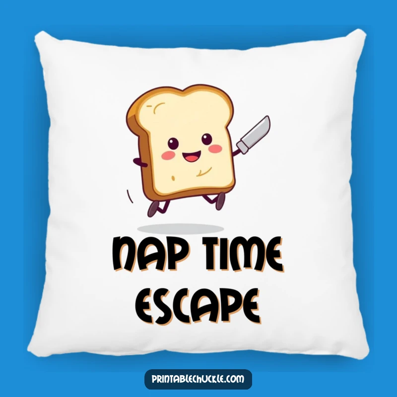 Funny Toast Running Butter Knife Pillow - Hilarious Breakfast Escape Cushion, Adorable Funny Gift