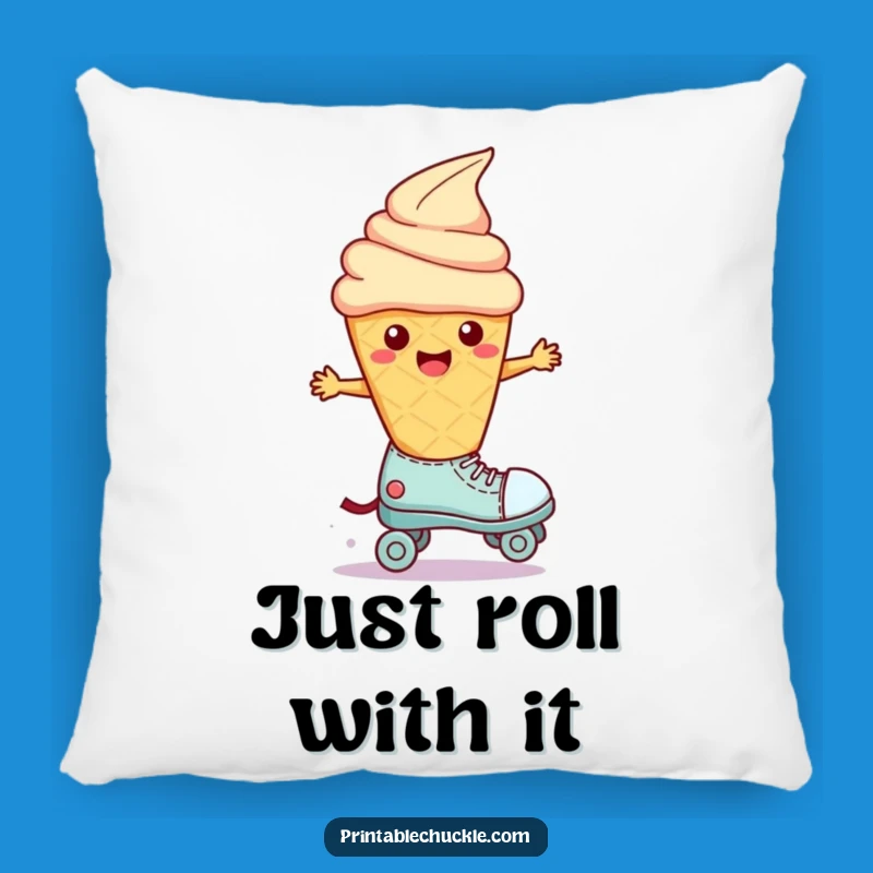 Funny Wobbly Ice Cream Roller Skate Pillow - Hilarious Dessert Cushion, Adorable Funny Gift