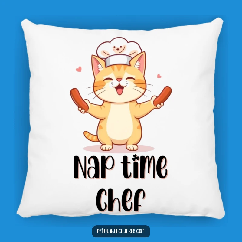 Funny Chef Cat Pillow: Cozy Comfort with Culinary Cuteness, Perfect Gift