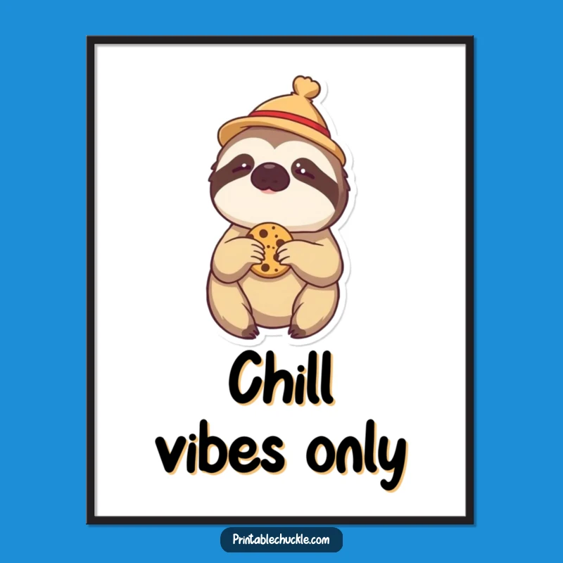 Funny Sloth Digital Art Print: Instant Laughs for Your Walls with Lazy Cookie Art