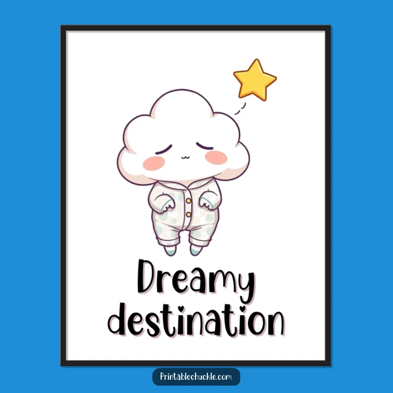 Funny Sleepy Cloud Digital Print: Hilarious Art for Dreamy Decor
