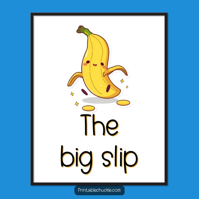 Funny Banana Peel Pratfall Digital Art: Hilarious Slipping Print, Instant Funny Gift