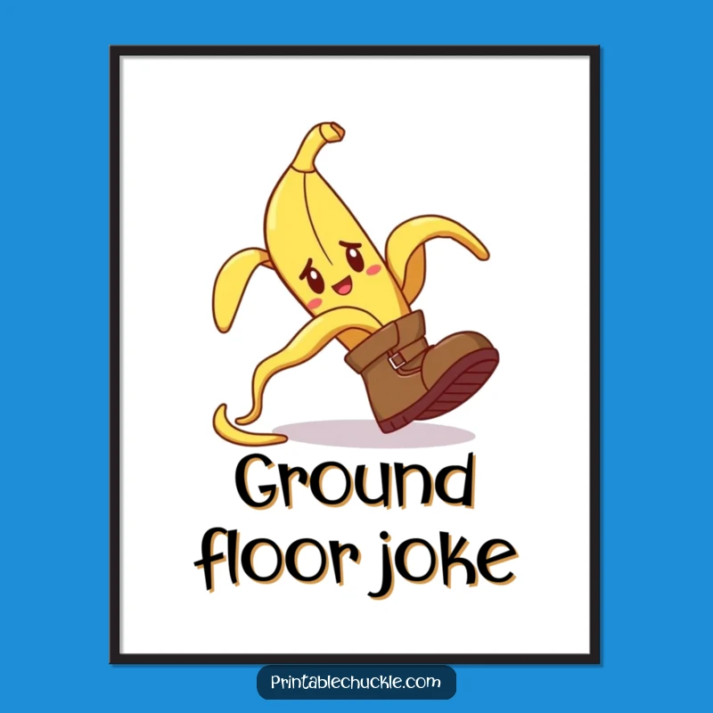 Funny Banana Peel Tripping Boot Digital Print: Instant Humor for Your Walls