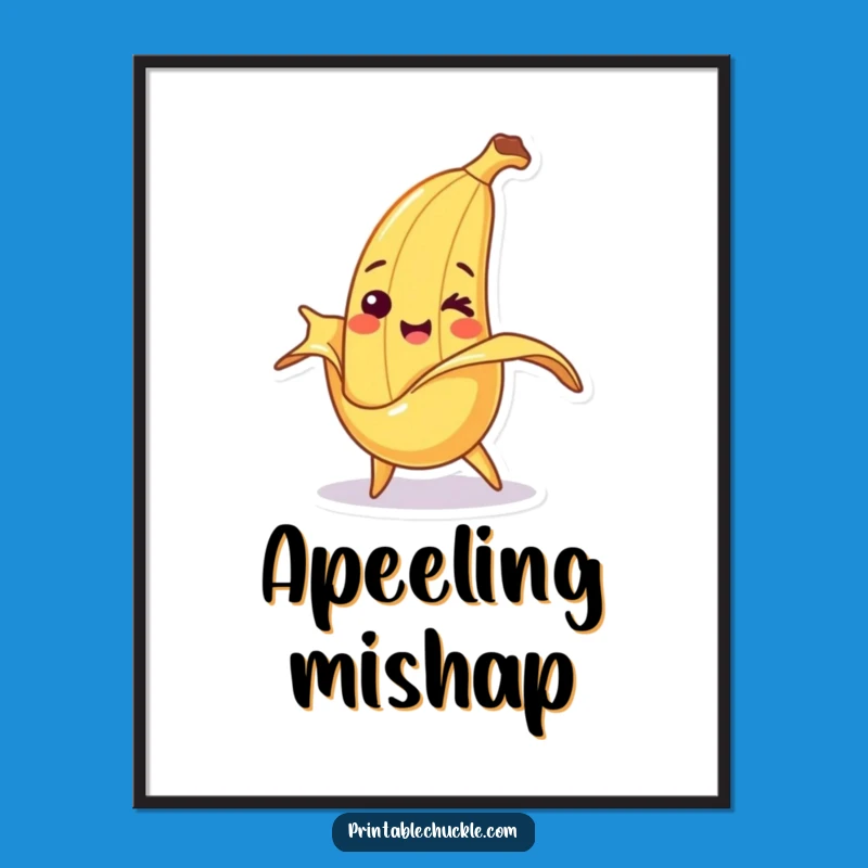 Funny Banana Slip Smile Digital Art: Playful Character Print