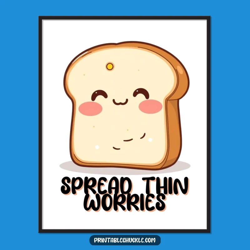 Funny Blushing Bread Butter Digital Print: Instant Cute Decor