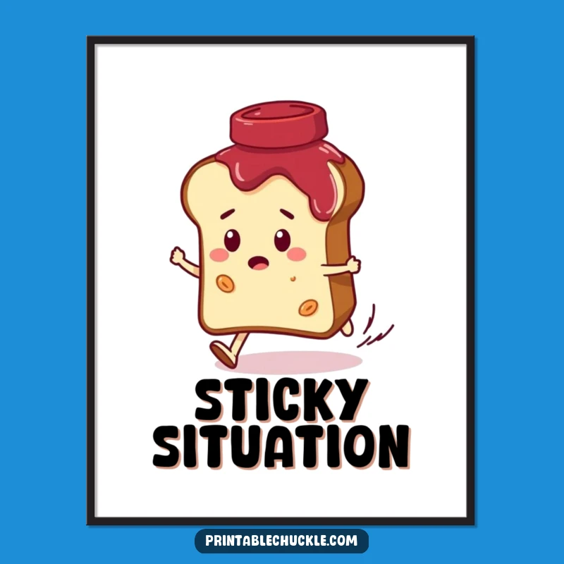 Funny Bread vs Jam Digital Art: Hilarious Breakfast Print, Perfect Decor Funny Gift