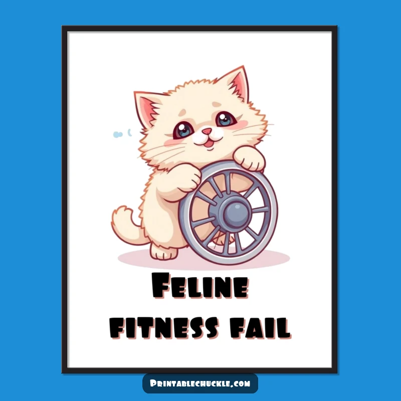 Funny Cat Ab Wheel Fail Digital Art Print Instant Laughs Gift