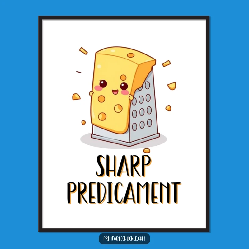 Funny Cheese Grater Digital Art, Foodie Mishap Funny Gift Print