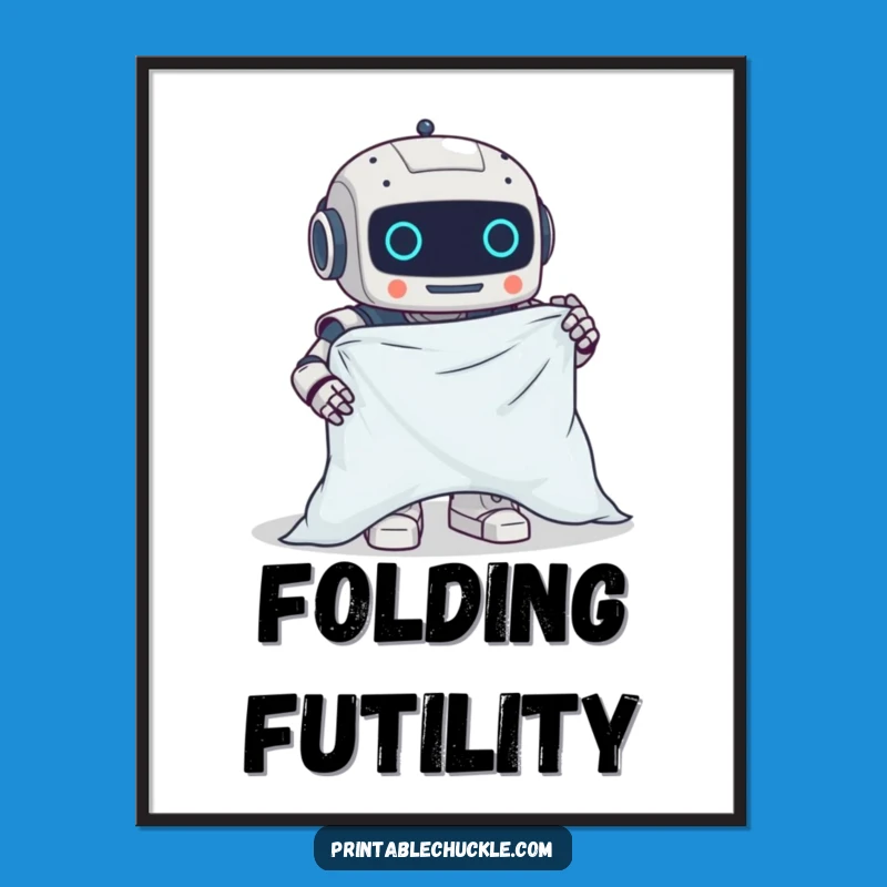 Funny Clumsy Robot Fitted Sheet Digital Art - Robotic Chore Decor, Perfect Funny Gift