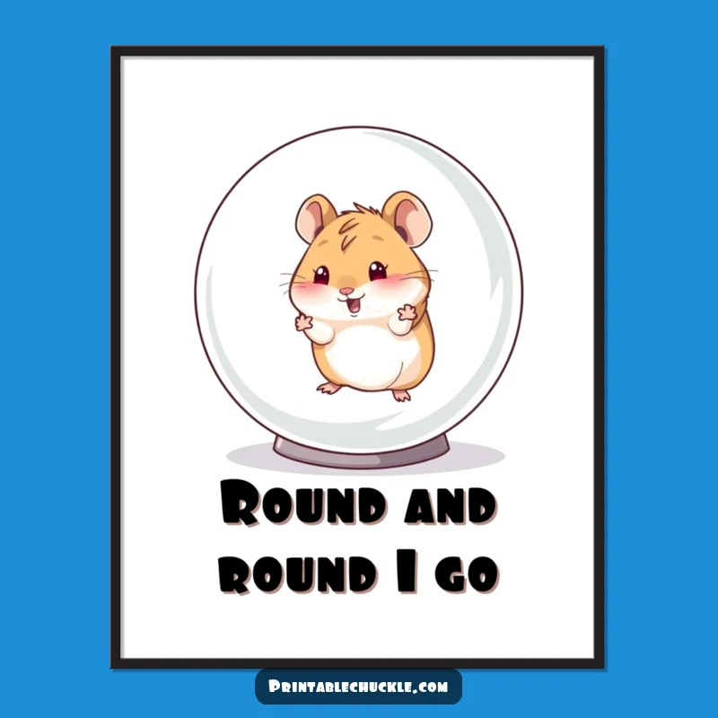 Funny Hamster Escape Digital Art: Hilarious Pet Download, Perfect Funny Gift for Walls
