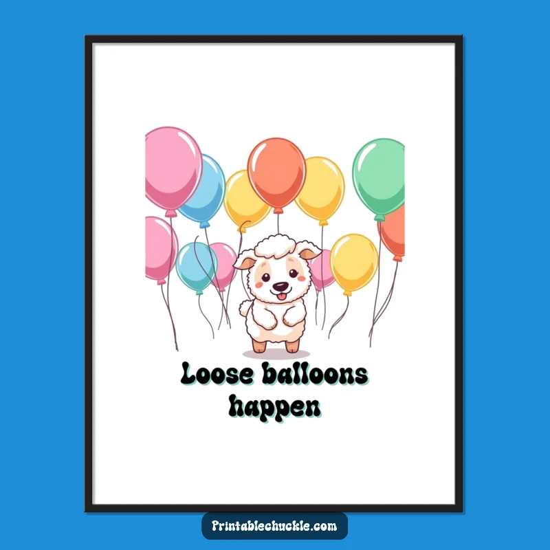 Funny Sheepdog Balloon Digital Art: Chaotic Herding Download, Perfect Funny Gift for Walls