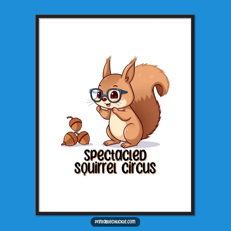Funny Squirrel Juggler Digital Art Print Instant Woodland Charm Gift