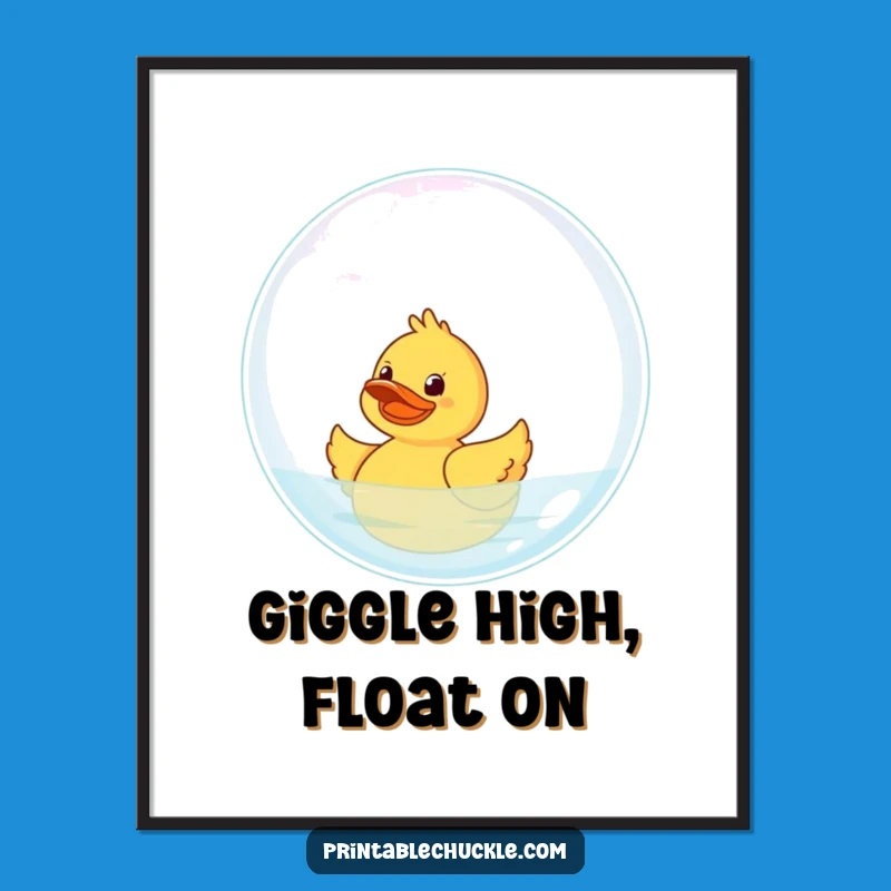 Funny Duck Bubble Digital Art: Giggling Fun Print, Instant Funny Gift