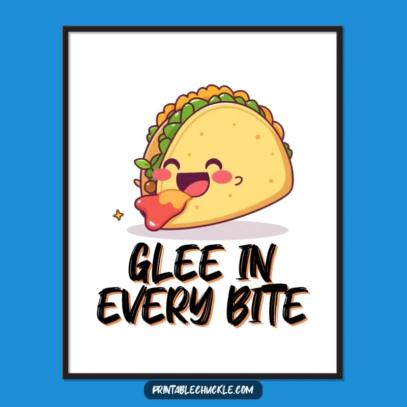 Instant Funny Taco Devouring Taco Digital Art, Foodie Decor Gift