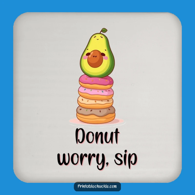 Funny Avocado Donut Balance Coaster: Protect Surfaces with Hilarious Art