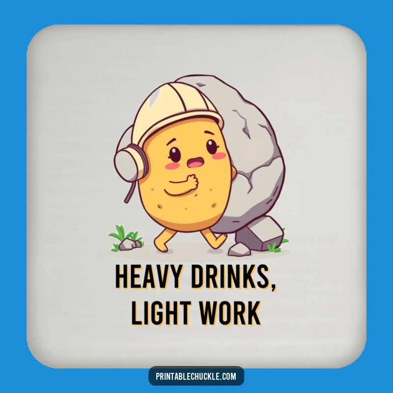 Funny Determined Potato Boulder Push Coaster - Protect Surfaces Powerfully