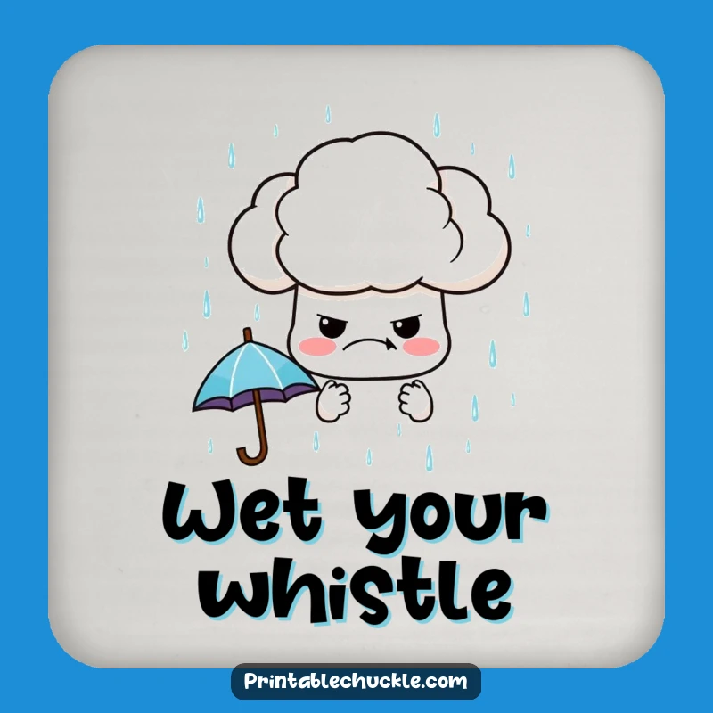 Funny Grumpy Cloud Coasters: Protect Surfaces with Raining Umbrellas, Perfect Gift Set