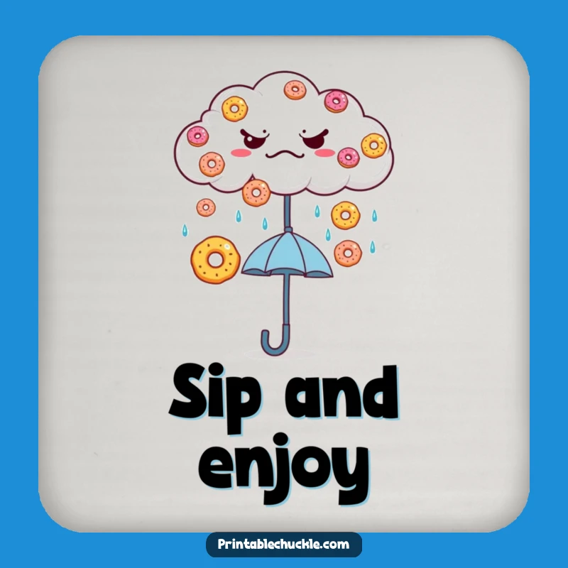 Funny Grumpy Cloud Donut Rain Drink Coaster - Whimsical Weather Protector, Charming Funny Gift