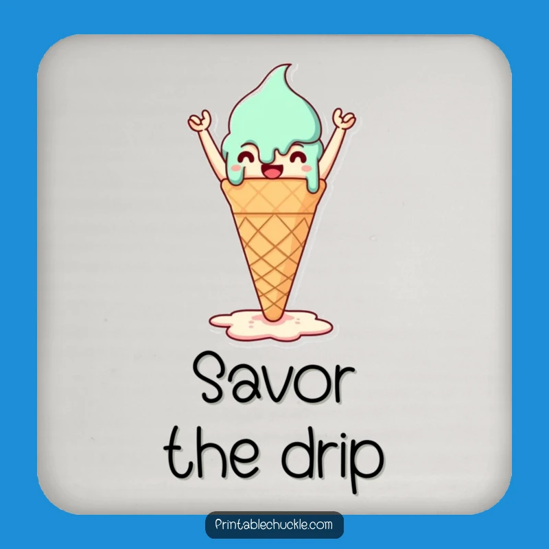 Funny Melted Ice Cream Cone Coaster - Protect Surfaces with Sweet Style!