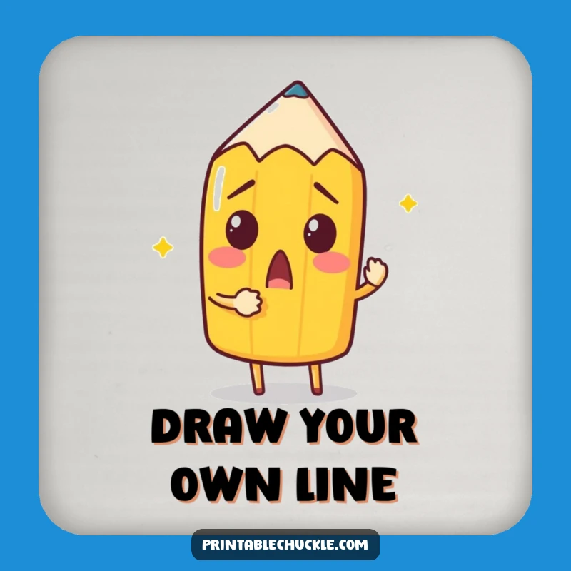 Funny Pencil Drawing Coaster: Meta Art Protection, Quirky Funny Gift