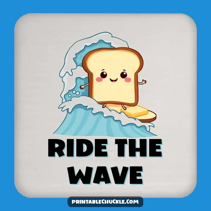 Funny Surfing Toast Coaster, Breakfast Drink Saver Funny Gift Accessory