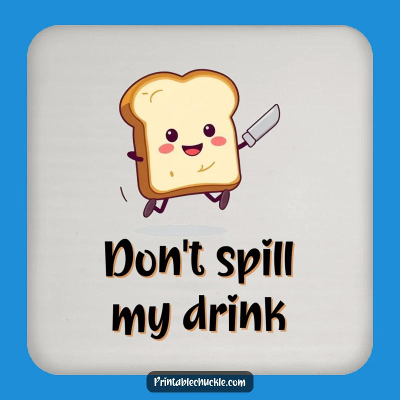 Funny Toast Running Butter Knife Drink Coaster - Hilarious Breakfast Protector, Charming Funny Gift