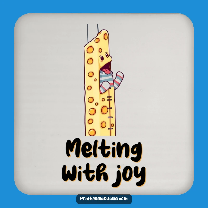 Funny Cheese Skyscraper Sock Puppet Coaster: Determined Climber Art, Surface Protection