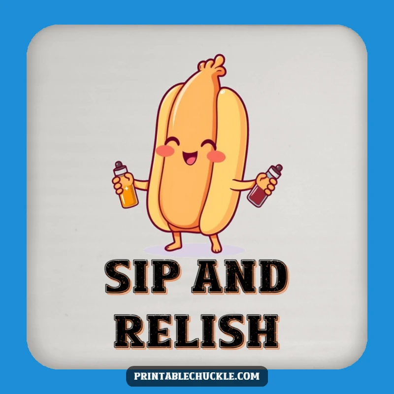 Funny Hot Dog Juggling Coaster - Protect Surfaces with Hilarious Style!