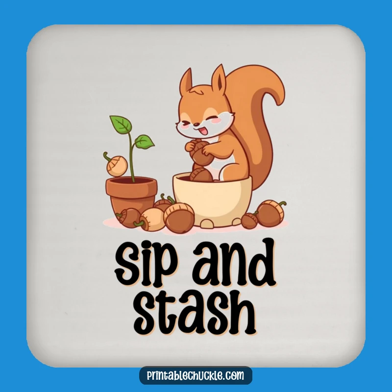 Funny Frantic Squirrel Potted Plant Coaster - Nutty Drink Protector, Perfect Funny Gift