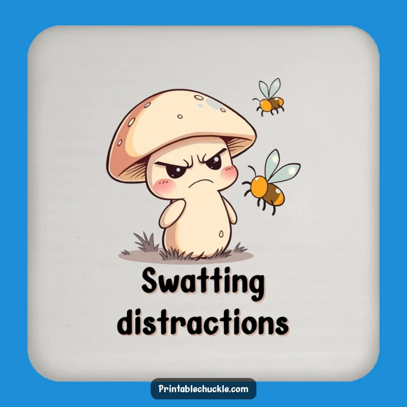 Funny Grumpy Mushroom Coaster: Protect Surfaces with Humor