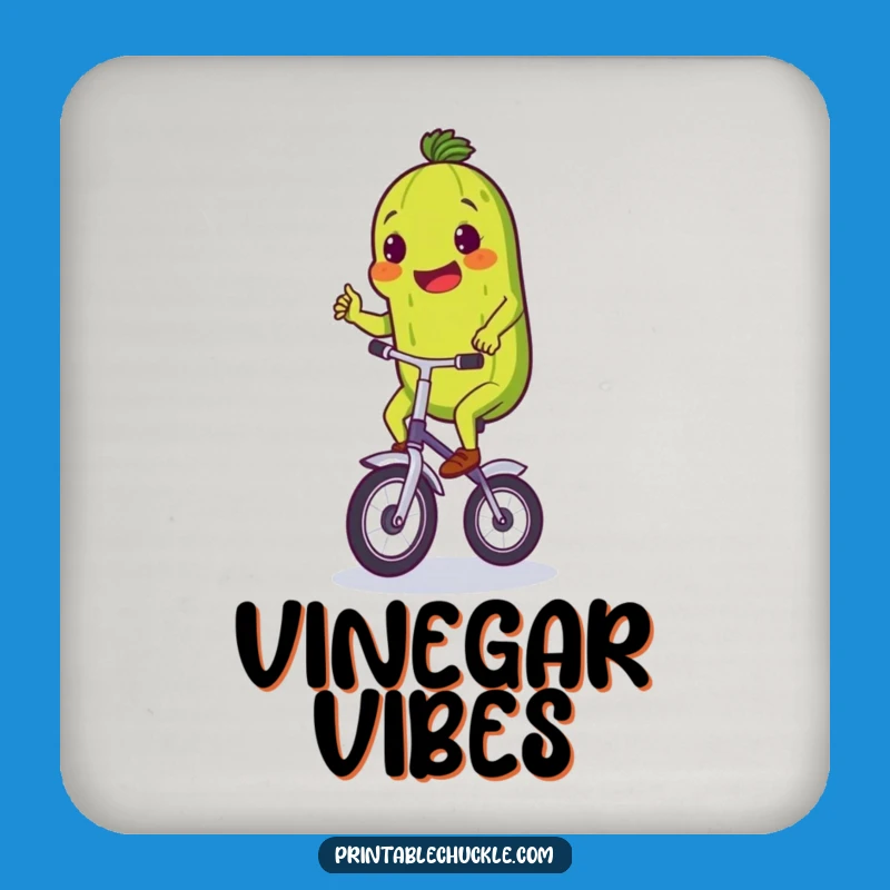 Funny Pickle Unicycle Drink Coaster: Protect Surfaces with Humor!