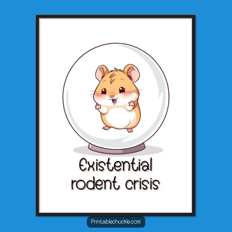 Funny Hamster Escape Poster: Hilarious Pet Art Print, Perfect Funny Gift for Decor